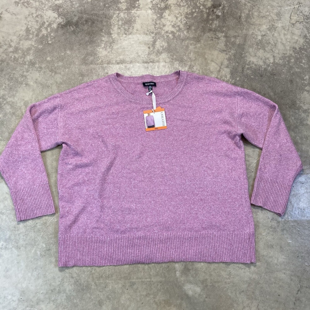 Ellen Tracy NWT Womens Size XXL Mulberry Pink Heather Soft Crewneck Sweater